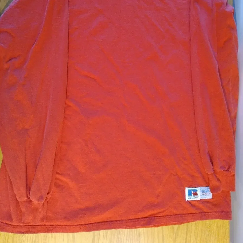 Vintage Russell Athletic Blank Long Sleeve T-Shirt Red